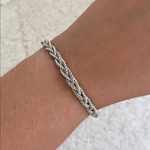 Silver braided metal bracelet